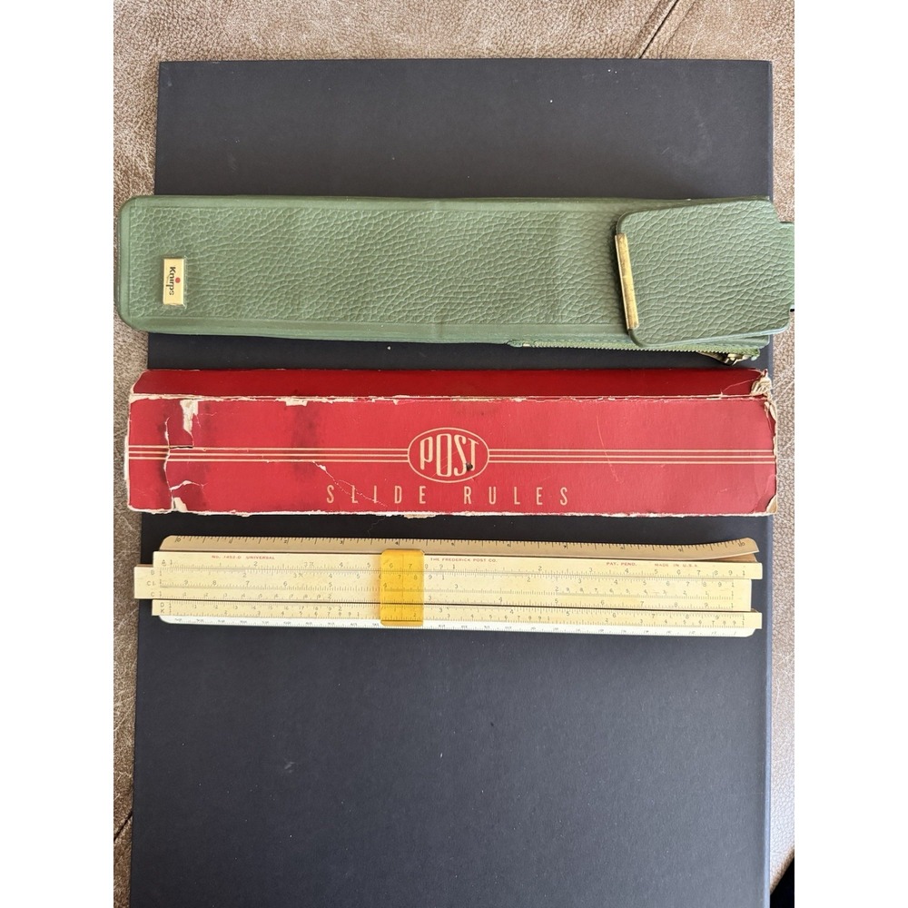 Frederick Post 1452-D Universal Slide Rule Vintage Engineering Calculator Case